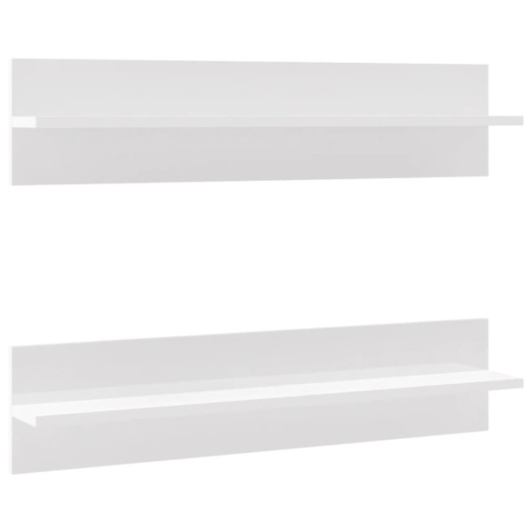 Estante de pared 2 uds contrachapado blanco brillo 80x11,5x18cm Estante de pared 2 uds contrachapado blanco brillo 80x11,5x18cm