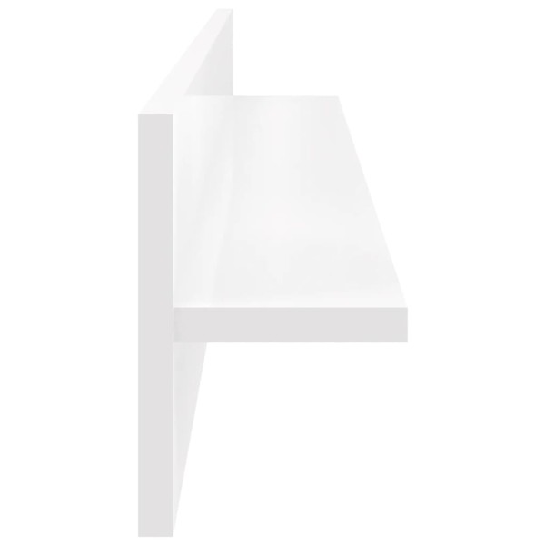 Estante de pared 2 uds contrachapado blanco brillo 80x11,5x18cm Estante de pared 2 uds contrachapado blanco brillo 80x11,5x18cm