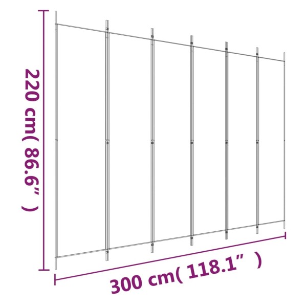 Biombo divisor de 6 paneles de tela gris antracita 300x220 cm Biombo divisor de 6 paneles de tela gris antracita 300x220 cm