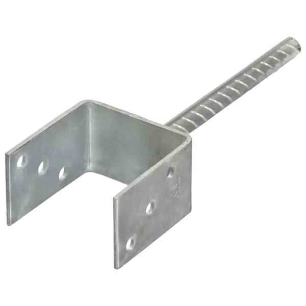 Anclajes de valla 6 uds acero galvanizado plateado 9x6x30 cm Anclajes de valla 6 uds acero galvanizado plateado 9x6x30 cm