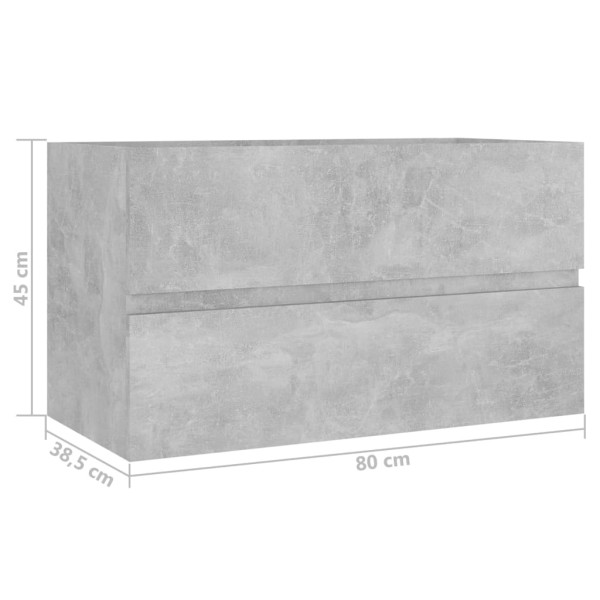 Mueble de lavabo madera ingeniería gris hormigón 80x38,5x45cm Mueble de lavabo madera ingeniería gris hormigón 80x38,5x45cm