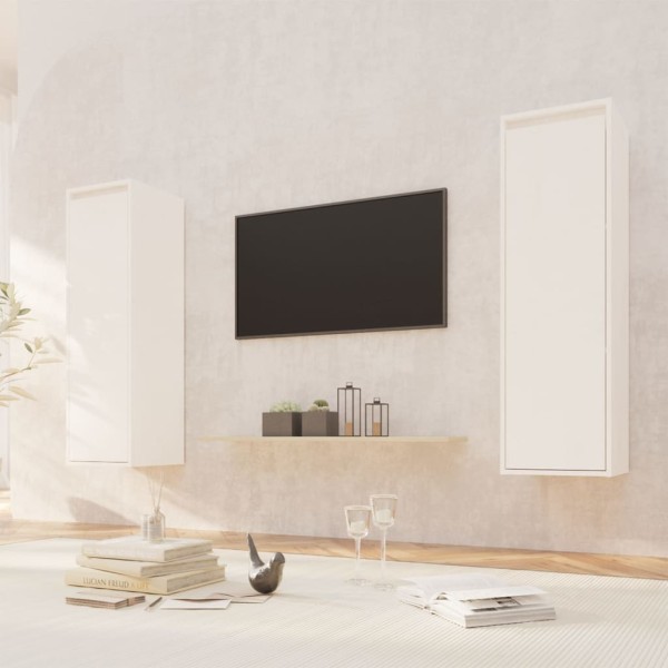 Armario de pared 2 uds madera maciza pino blanco 30x30x100 cm Armario de pared 2 uds madera maciza pino blanco 30x30x100 cm