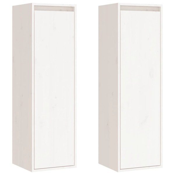 Armario de pared 2 uds madera maciza pino blanco 30x30x100 cm Armario de pared 2 uds madera maciza pino blanco 30x30x100 cm