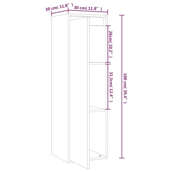 Armario de pared 2 uds madera maciza pino blanco 30x30x100 cm Armario de pared 2 uds madera maciza pino blanco 30x30x100 cm