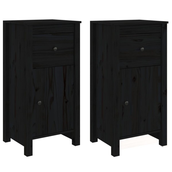 Aparadores 2 uds madera maciza de pino negro 40x35x80 cm Aparadores 2 uds madera maciza de pino negro 40x35x80 cm