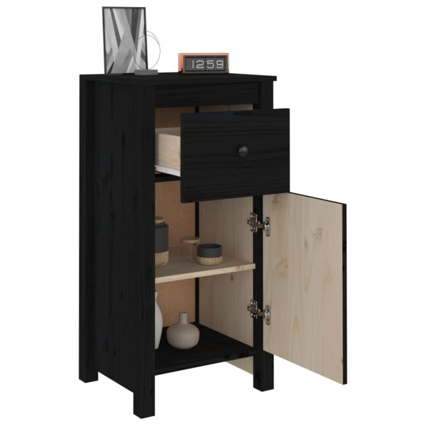Aparadores 2 uds madera maciza de pino negro 40x35x80 cm Aparadores 2 uds madera maciza de pino negro 40x35x80 cm