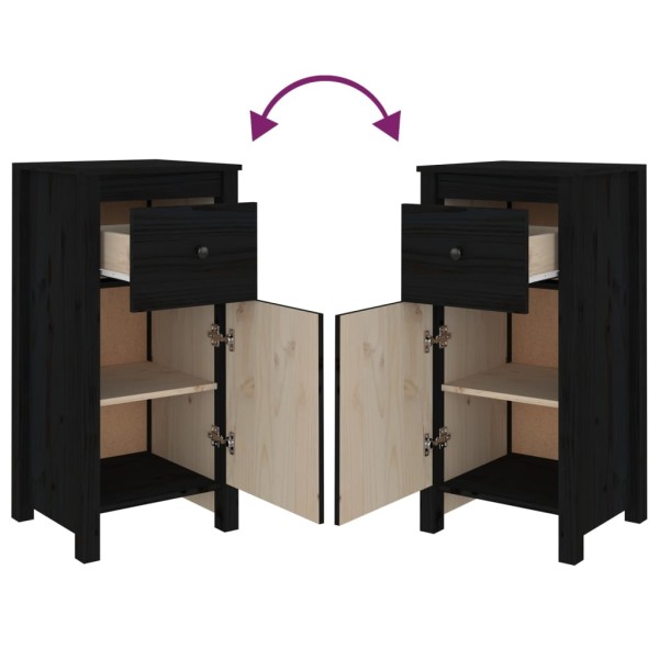 Aparadores 2 uds madera maciza de pino negro 40x35x80 cm Aparadores 2 uds madera maciza de pino negro 40x35x80 cm