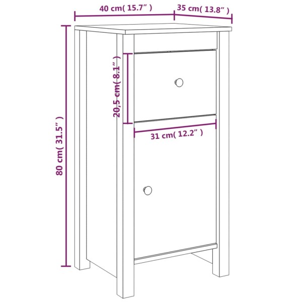 Aparadores 2 uds madera maciza de pino negro 40x35x80 cm Aparadores 2 uds madera maciza de pino negro 40x35x80 cm