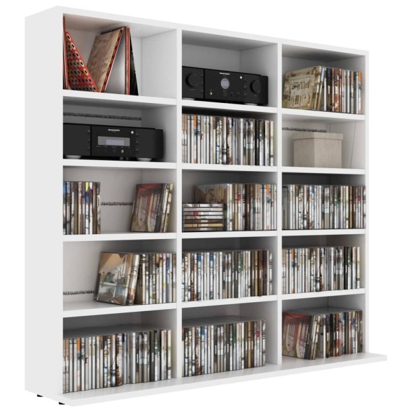 Armario para CDs madera contrachapada blanco 102x23x89,5 cm Armario para CDs madera contrachapada blanco 102x23x89,5 cm