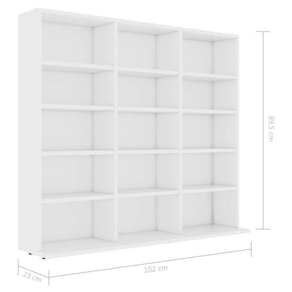 Armario para CDs madera contrachapada blanco 102x23x89,5 cm Armario para CDs madera contrachapada blanco 102x23x89,5 cm