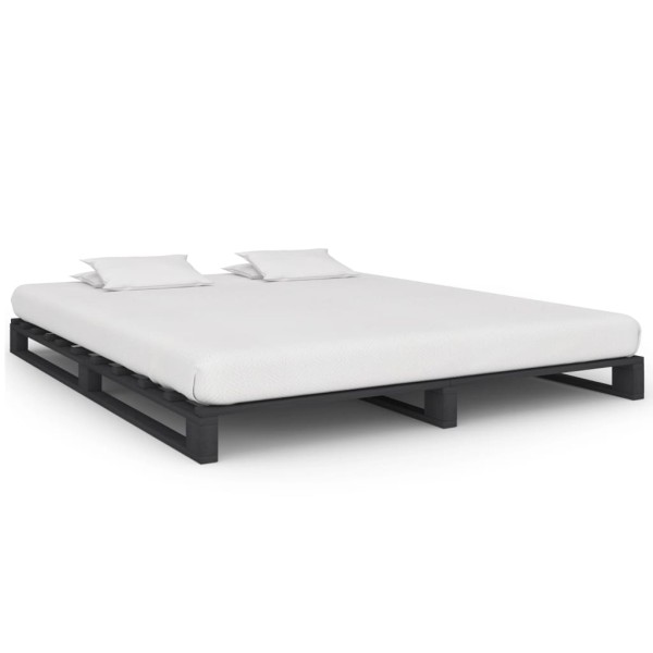 Estructura de cama de palés madera maciza pino gris 200x200 cm Estructura de cama de palés madera maciza pino gris 200x200 cm