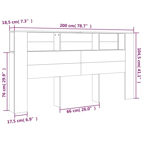 Mueble cabecero blanco 200x18,5x104,5 cm Mueble cabecero blanco 200x18,5x104,5 cm