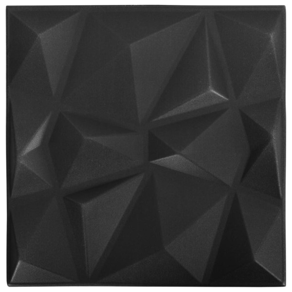 Paneles de pared 3D 48 unidades 50x50 cm negro diamante 12 m² Paneles de pared 3D 48 unidades 50x50 cm negro diamante 12 m²