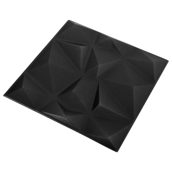 Paneles de pared 3D 48 unidades 50x50 cm negro diamante 12 m² Paneles de pared 3D 48 unidades 50x50 cm negro diamante 12 m²