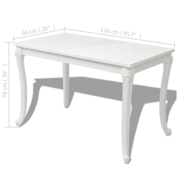 Mesa de comedor 116x66x76 cm blanco brillante Mesa de comedor 116x66x76 cm blanco brillante