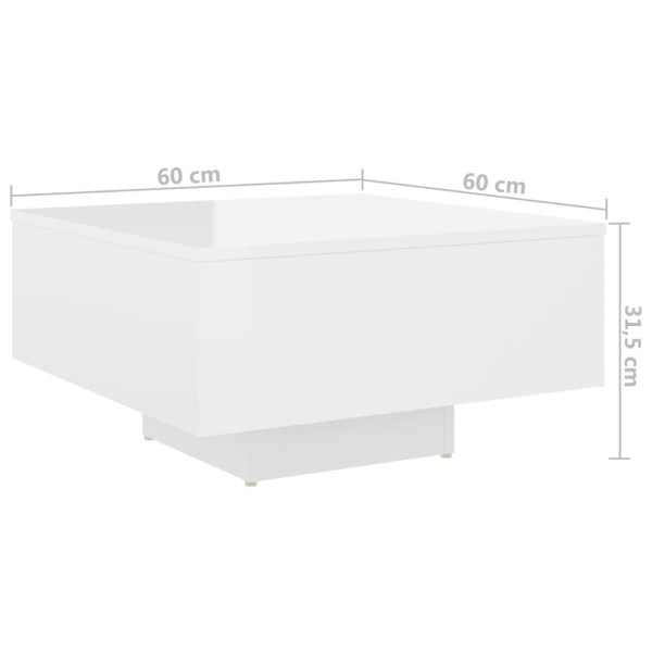 Mesa de centro madera de ingeniería blanco brillo 60x60x31,5 cm Mesa de centro madera de ingeniería blanco brillo 60x60x31,5 cm