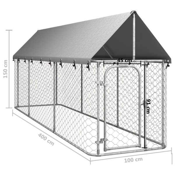 Perrera de exterior con tejado 400x100x150 cm Perrera de exterior con tejado 400x100x150 cm