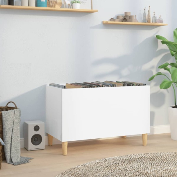 Mueble discos madera contrachapada blanco brillo 74,5x38x48 cm Mueble discos madera contrachapada blanco brillo 74,5x38x48 cm