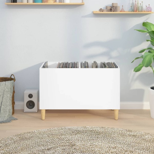 Mueble discos madera contrachapada blanco brillo 74,5x38x48 cm Mueble discos madera contrachapada blanco brillo 74,5x38x48 cm