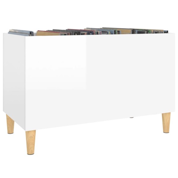 Mueble discos madera contrachapada blanco brillo 74,5x38x48 cm Mueble discos madera contrachapada blanco brillo 74,5x38x48 cm