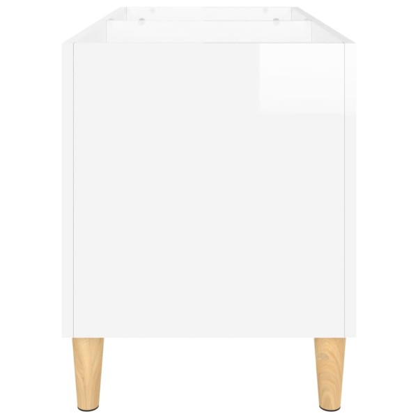 Mueble discos madera contrachapada blanco brillo 74,5x38x48 cm Mueble discos madera contrachapada blanco brillo 74,5x38x48 cm