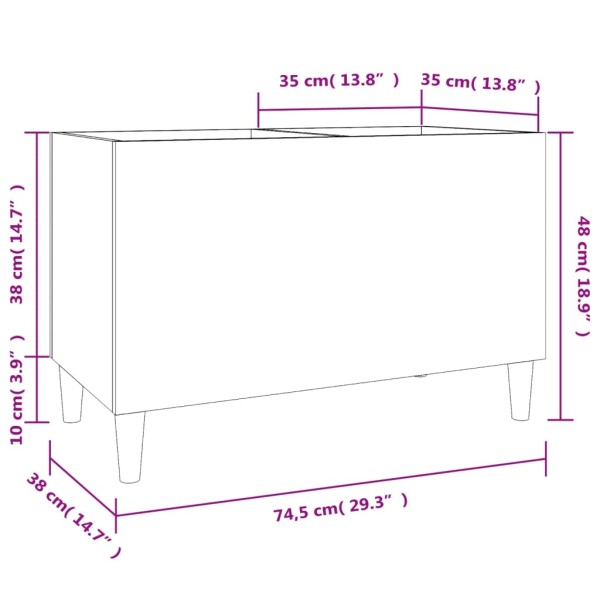Mueble discos madera contrachapada blanco brillo 74,5x38x48 cm Mueble discos madera contrachapada blanco brillo 74,5x38x48 cm