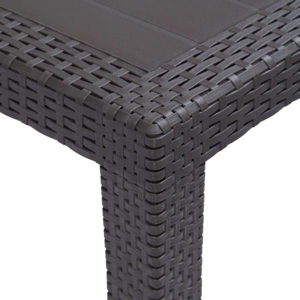 Mesa de jardín de plástico aspecto ratán marrón 150x90x72 cm Mesa de jardín de plástico aspecto ratán marrón 150x90x72 cm