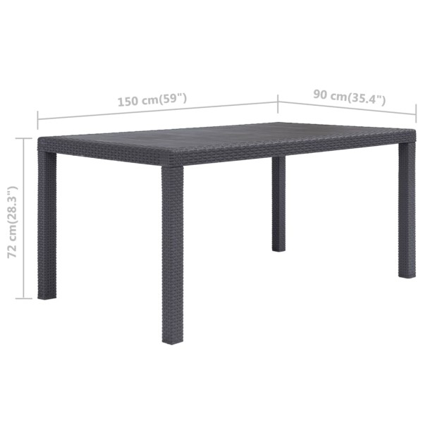 Mesa de jardín de plástico aspecto ratán marrón 150x90x72 cm Mesa de jardín de plástico aspecto ratán marrón 150x90x72 cm
