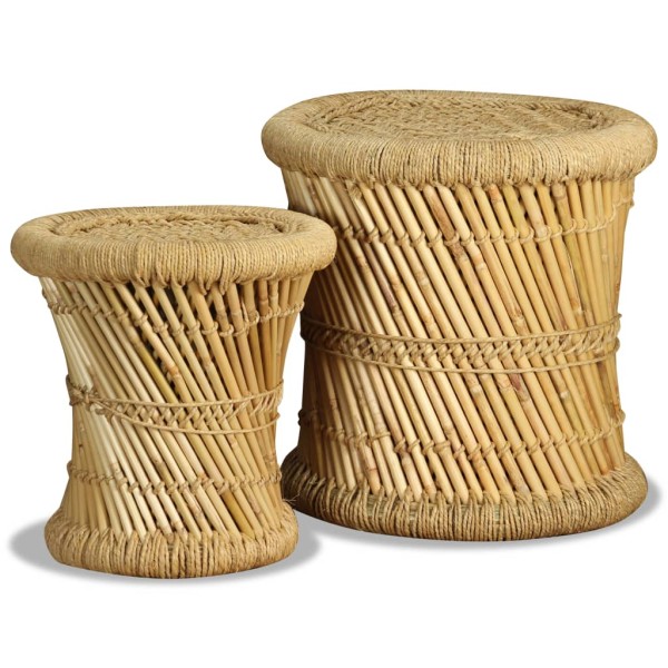 Taburetes de cocina 2 unidades bambú y yute Taburetes de cocina 2 unidades bambú y yute