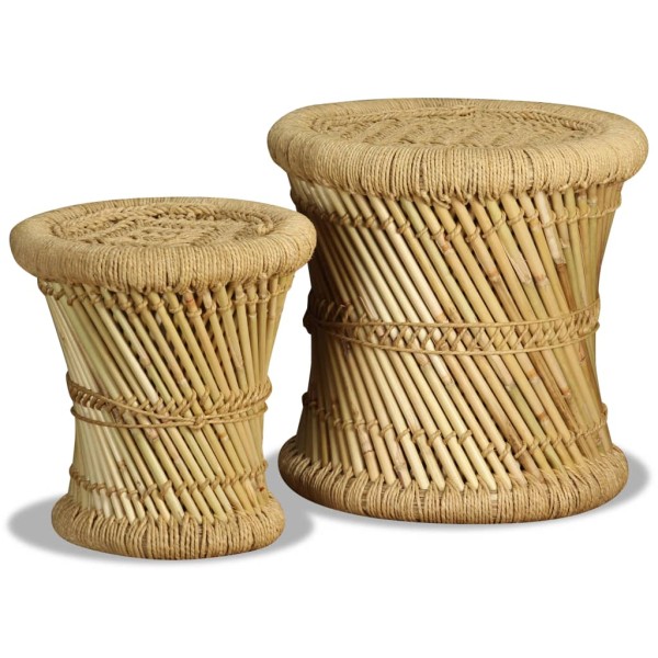 Taburetes de cocina 2 unidades bambú y yute Taburetes de cocina 2 unidades bambú y yute