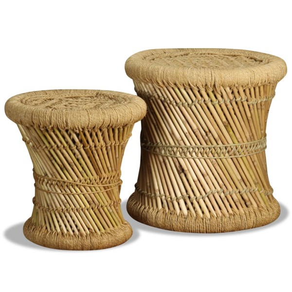 Taburetes de cocina 2 unidades bambú y yute Taburetes de cocina 2 unidades bambú y yute