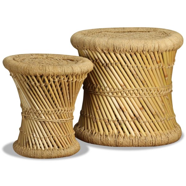 Taburetes de cocina 2 unidades bambú y yute Taburetes de cocina 2 unidades bambú y yute