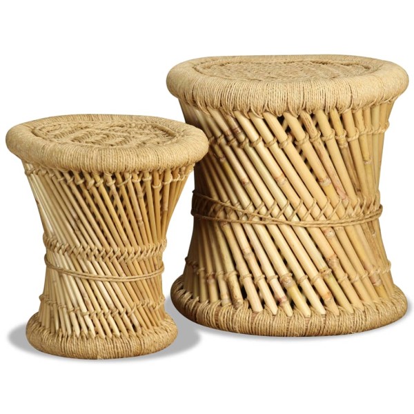 Taburetes de cocina 2 unidades bambú y yute Taburetes de cocina 2 unidades bambú y yute