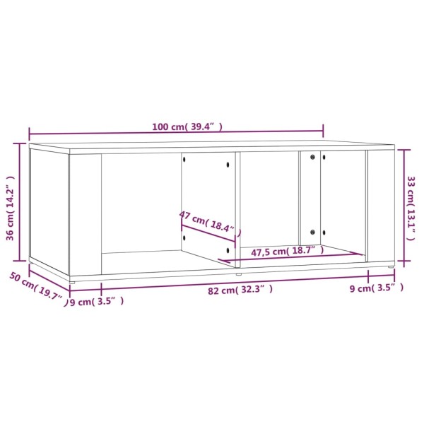 Mesa de centro madera contrachapada negro 100x50x36 cm Mesa de centro madera contrachapada negro 100x50x36 cm