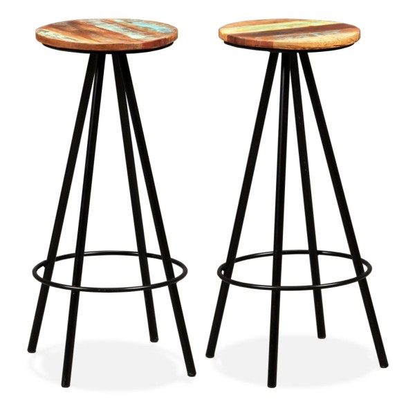Taburetes de cocina 2 unidades madera maciza reciclada Taburetes de cocina 2 unidades madera maciza reciclada