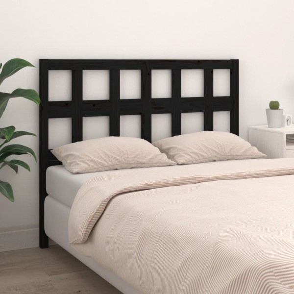 Cabecero de cama madera maciza de pino negro 145,5x4x100 cm Cabecero de cama madera maciza de pino negro 145,5x4x100 cm