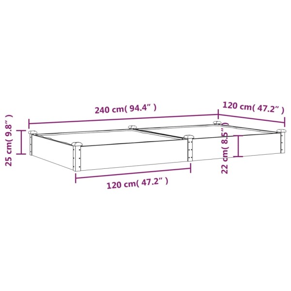 Jardinera arriate con forro madera maciza abeto 240x120x25 cm Jardinera arriate con forro madera maciza abeto 240x120x25 cm