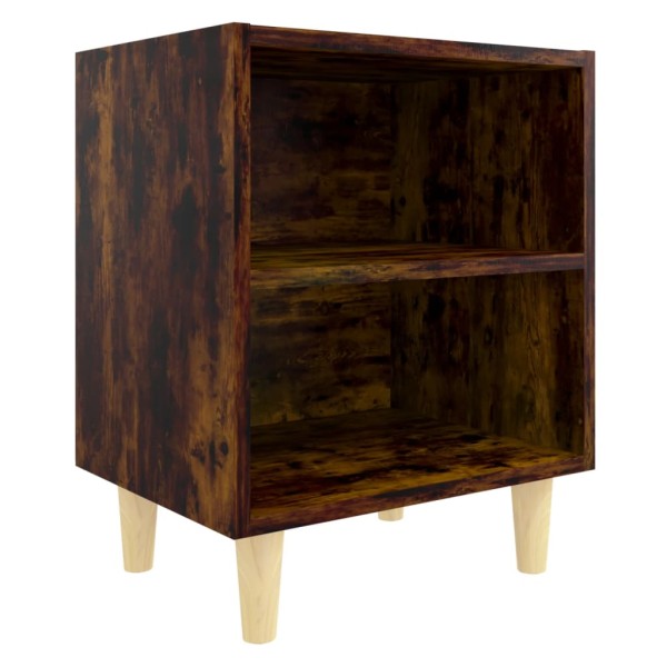 Mesitas de noche 2 uds patas de madera roble ahumado 40x30x50cm Mesitas de noche 2 uds patas de madera roble ahumado 40x30x50cm
