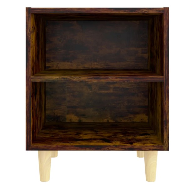 Mesitas de noche 2 uds patas de madera roble ahumado 40x30x50cm Mesitas de noche 2 uds patas de madera roble ahumado 40x30x50cm