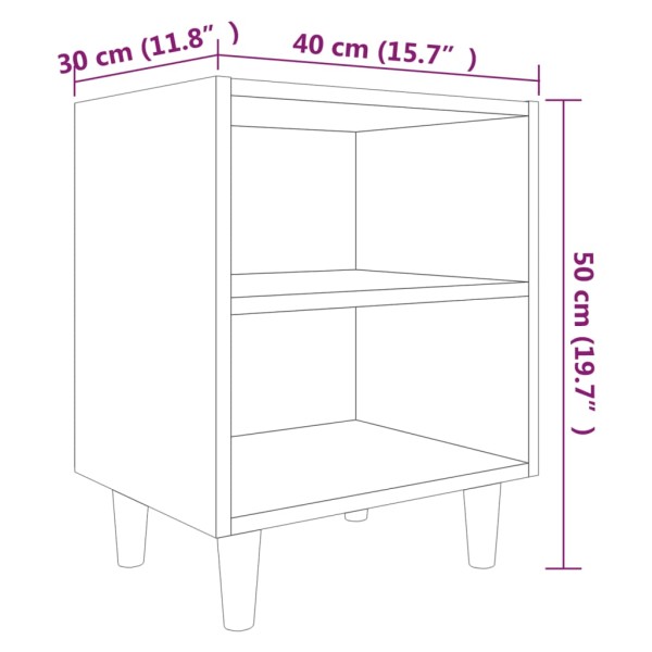 Mesitas de noche 2 uds patas de madera roble ahumado 40x30x50cm Mesitas de noche 2 uds patas de madera roble ahumado 40x30x50cm