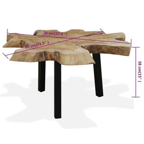 Mesa de centro de madera de teca genuina 80x70x38 cm Mesa de centro de madera de teca genuina 80x70x38 cm