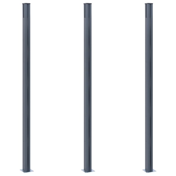 Postes de valla 3 unidades aluminio gris oscuro 185 cm Postes de valla 3 unidades aluminio gris oscuro 185 cm