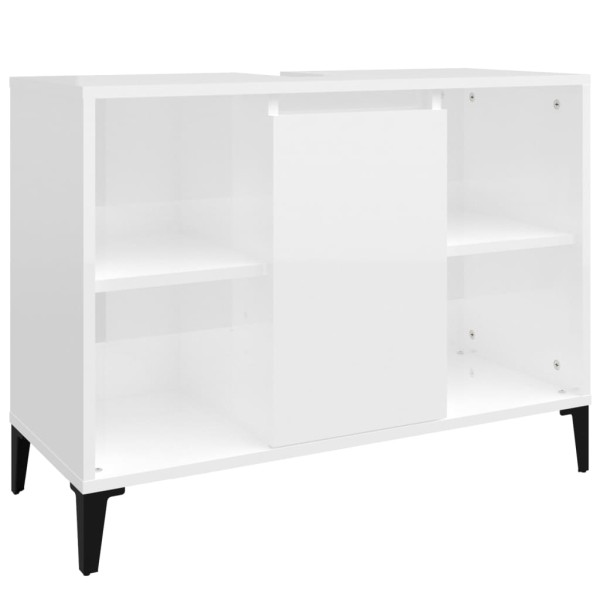Armario de lavabo madera contrachapada blanco brillo 80x33x60cm Armario de lavabo madera contrachapada blanco brillo 80x33x60cm