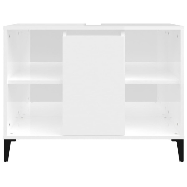 Armario de lavabo madera contrachapada blanco brillo 80x33x60cm Armario de lavabo madera contrachapada blanco brillo 80x33x60cm