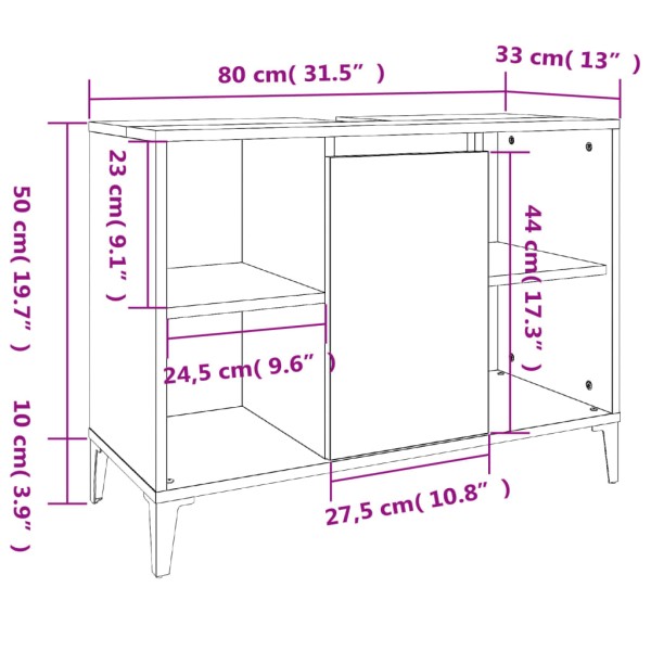Armario de lavabo madera contrachapada blanco brillo 80x33x60cm Armario de lavabo madera contrachapada blanco brillo 80x33x60cm