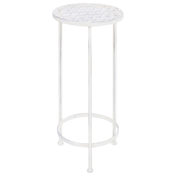 Juego de soportes de planta 3 pzas estilo vintage metal blanco Juego de soportes de planta 3 pzas estilo vintage metal blanco