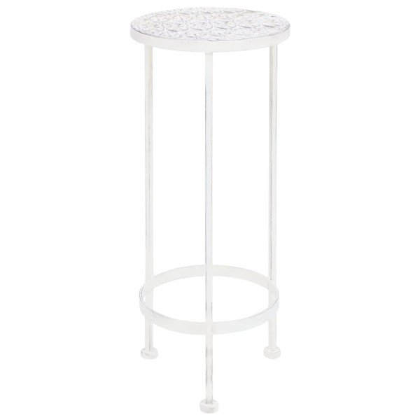 Juego de soportes de planta 3 pzas estilo vintage metal blanco Juego de soportes de planta 3 pzas estilo vintage metal blanco