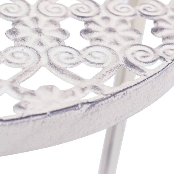 Juego de soportes de planta 3 pzas estilo vintage metal blanco Juego de soportes de planta 3 pzas estilo vintage metal blanco