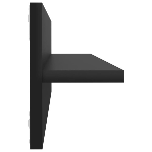Estante de pared 4 uds contrachapado negro brillo 60x11,5x18 cm Estante de pared 4 uds contrachapado negro brillo 60x11,5x18 cm