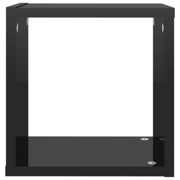 Estantes cubo de pared 6 unidades negro brillo 26x15x26 cm Estantes cubo de pared 6 unidades negro brillo 26x15x26 cm